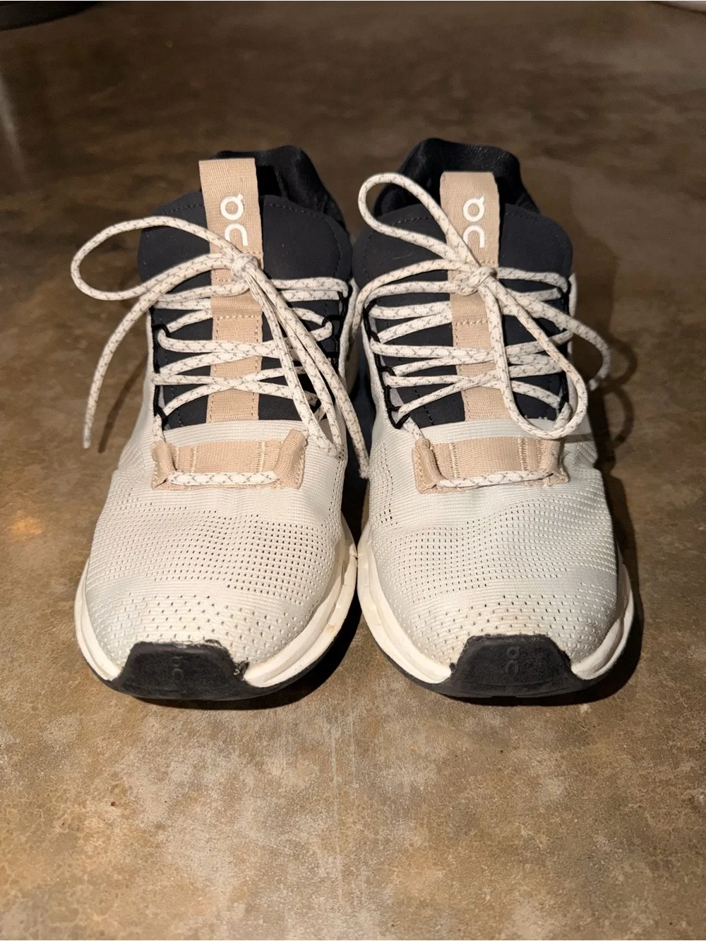 On Running On Cloud Sneakers Women’s 7 White Beige Navy Athletic Shoes EU 38 - Picture 4 of 12